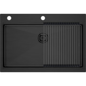 Мойка для кухни Paulmark Vast-Pro PM707551-GM 75x51 с ролл-матом R405-GM вороненая сталь