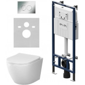 Подвесной унитаз с инсталляцией AM.PM Like IS100151.801900 с клавишей MasterFit L хром глянцевый