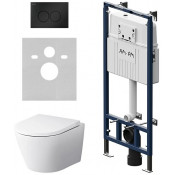 Подвесной унитаз с инсталляцией AM.PM Sense IS100138.741701 с клавишей MasterFit L черный матовый