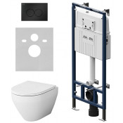 Подвесной унитаз с инсталляцией AM.PM Spirit V2.0 IS100138.701700 с клавишей MasterFit L черный матовый