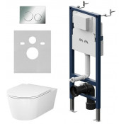 Подвесной унитаз с инсталляцией AM.PM Func IS90151.8F1701 с клавишей PrimeFit L хром глянцевый