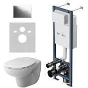 Подвесной унитаз с инсталляцией AM.PM Willow ErgoFit IS110151.DX15C1700.DX77C1738 с клавишей L хром глянцевый