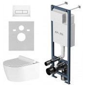 Подвесной унитаз с инсталляцией AM.PM Jupiter ErgoFit IS110301.DX77C1700 с клавишей M белый глянцевый