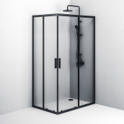 Душевой уголок Am.Pm Gem S WK93ER 120x80 с душевой системой и аксессуарами черный матовый/прозрачное