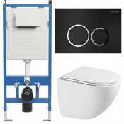 Унитаз с инсталляцией Grossman 97.4455SQC.01.210 с черной клавишей смыва