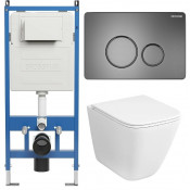 Унитаз с инсталляцией Grossman 97.4479SQC.05.42M с графитовой клавишей смыва