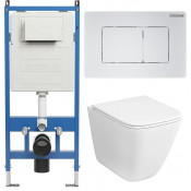 Унитаз с инсталляцией Grossman 97.4479SQC.04.01M с белой клавишей смыва