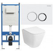 Унитаз с инсталляцией Grossman 97.4479SQC.01.000 с белой клавишей смыва