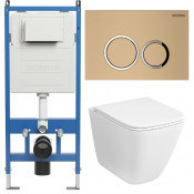 Унитаз с инсталляцией Grossman 97.4479SQC.01.310 с золотой клавишей смыва