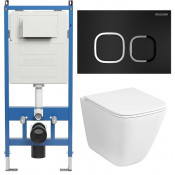 Унитаз с инсталляцией Grossman 97.4479SQC.02.210 с черной клавишей смыва