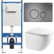Унитаз с инсталляцией Grossman 97.4411SQC.05.42M с графитовой клавишей смыва
