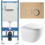 Унитаз с инсталляцией Grossman 97.4411SQC.01.310 с золотой клавишей смыва