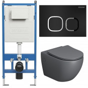 Унитаз с инсталляцией Grossman 97.4411GMS.02.210 с черной клавишей смыва