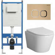 Унитаз с инсталляцией Grossman 97.4478S.02.310 с золотой клавишей смыва