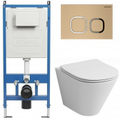 Унитаз с инсталляцией Grossman 97.4477S.02.310 с золотой клавишей смыва