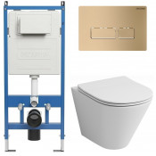 Унитаз с инсталляцией Grossman 97.4477S.03.310 с золотой клавишей смыва