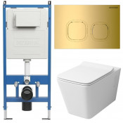 Унитаз с инсталляцией Grossman 97.4414S.02.300 с золотой клавишей смыва