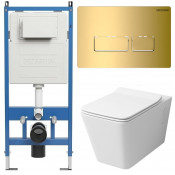 Унитаз с инсталляцией Grossman 97.4414S.03.300 с золотой клавишей смыва
