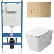 Унитаз с инсталляцией Grossman 97.4414S.03.310 с золотой клавишей смыва