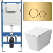 Унитаз с инсталляцией Grossman 97.4414S.05.30M с золотой клавишей смыва