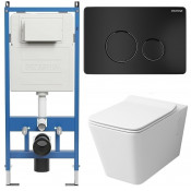 Унитаз с инсталляцией Grossman 97.4414S.05.21M с черной клавишей смыва