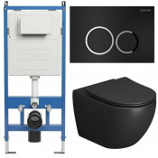 Унитаз с инсталляцией Grossman 97.4411BMS.01.210 с черной клавишей смыва