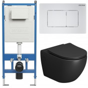 Унитаз с инсталляцией Grossman 97.4411BMS.04.01M с белой клавишей смыва