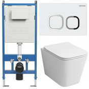 Унитаз с инсталляцией Grossman 97.4441S.02.000 с белой клавишей смыва