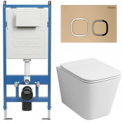 Унитаз с инсталляцией Grossman 97.4441S.02.310 с золотой клавишей смыва