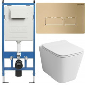 Унитаз с инсталляцией Grossman 97.4441S.03.310 с золотой клавишей смыва