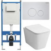 Унитаз с инсталляцией Grossman 97.4441S.05.01M с белой клавишей смыва