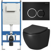 Унитаз с инсталляцией Grossman 97.4455BMS.01.210 с черной клавишей смыва