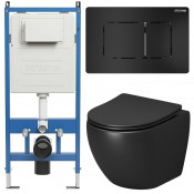 Унитаз с инсталляцией Grossman 97.4455BMS.04.21M с черной клавишей смыва