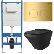 Унитаз с инсталляцией Grossman 97.4440BMS.02.300 с золотой клавишей смыва