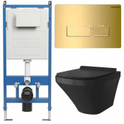 Унитаз с инсталляцией Grossman 97.4440BMS.03.300 с золотой клавишей смыва