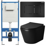 Унитаз с инсталляцией Grossman 97.4478BMS.04.21M с черной клавишей смыва