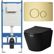 Унитаз с инсталляцией Grossman 97.4478BMS.05.32M с золотой клавишей смыва