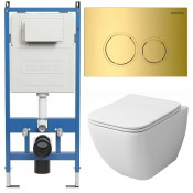 Унитаз с инсталляцией Grossman 97.4447S.01.300 с золотой клавишей смыва