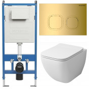 Унитаз с инсталляцией Grossman 97.4447S.02.300 с золотой клавишей смыва