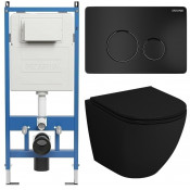 Унитаз с инсталляцией Grossman 97.4455BMSQ.05.21M с черной клавишей смыва