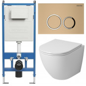 Унитаз с инсталляцией Grossman 97.4455S.01.310 с золотой клавишей смыва