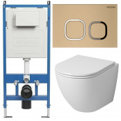 Унитаз с инсталляцией Grossman 97.4455S.02.310 с золотой клавишей смыва