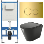 Унитаз с инсталляцией Grossman 97.4477BMS.01.300 с золотой клавишей смыва