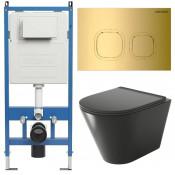 Унитаз с инсталляцией Grossman 97.4477BMS.02.300 с золотой клавишей смыва