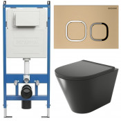 Унитаз с инсталляцией Grossman 97.4477BMS.02.310 с золотой клавишей смыва