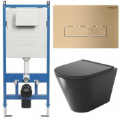 Унитаз с инсталляцией Grossman 97.4477BMS.03.310 с золотой клавишей смыва