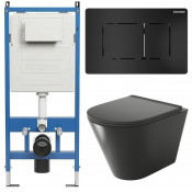 Унитаз с инсталляцией Grossman 97.4477BMS.04.21M с черной клавишей смыва