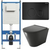 Унитаз с инсталляцией Grossman 97.4477BMS.05.21M с черной клавишей смыва