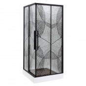 Душевой уголок AvaCan KB 80-90 80(90)х80(90) профиль черный/стекло прозрачное с рисунком