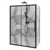 Душевой уголок AvaCan FB 120-140 + SB 80 120-140x80 профиль черный/стекло прозрачное с рисунком